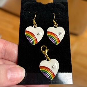 Rainbow Heart Earrings and Pendant Set